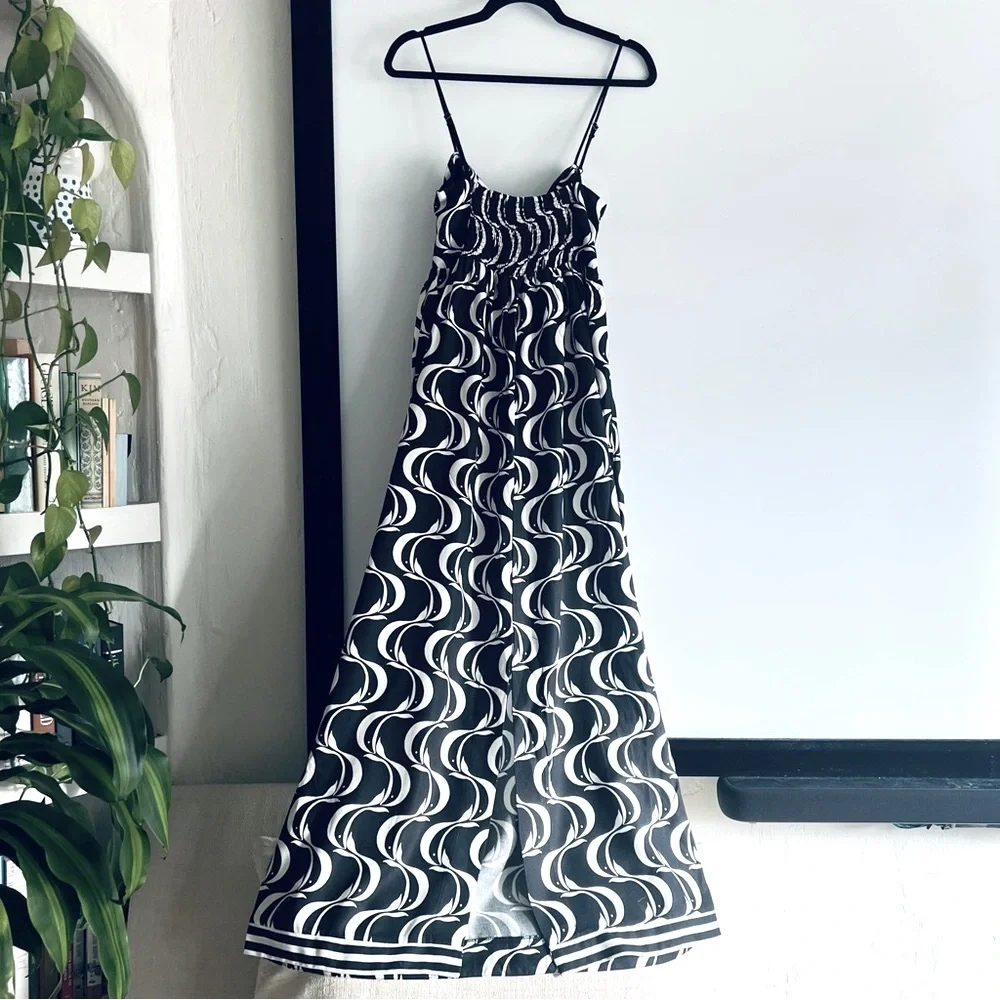 FARM Rio Brazil Copacabana Sidewalks Print Monochrome Midi Dress Size M (Medium) - Picture 10 of 16
